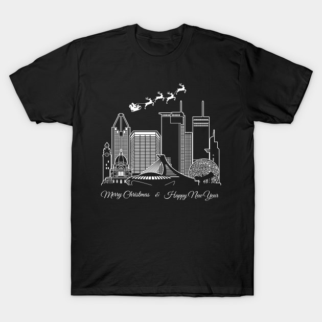 Merry Christmas Happy New Year Montreal Canada T-Shirt by travel2xplanet